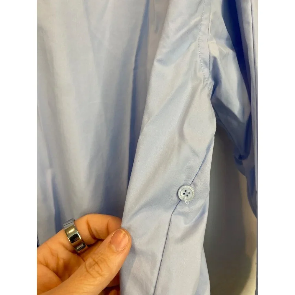 Carbon38 Women's Rhinestone Oversized Button Up Shirt Size Small Light Blue - Picture 6 of 9